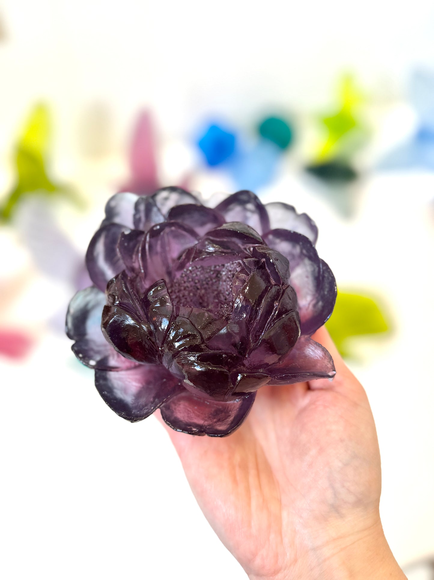 Peony - Purple - Glass wall artwork by Luke Jacomb