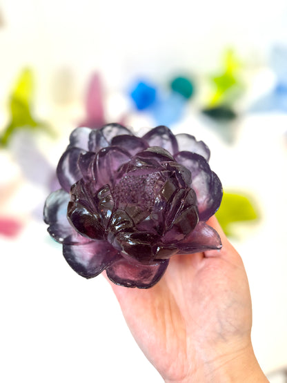 Peony - Purple - Glass wall artwork by Luke Jacomb