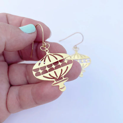 Mini Christmas Bauble Earrings in Gold