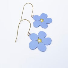 Mini Forget-Me-Not Flower Earrings in Blue & Yellow