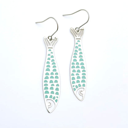 Midi Fishy Earrings in Silver & Blue