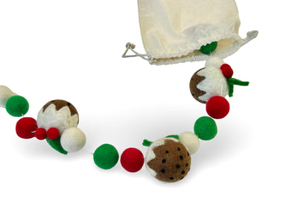 Felted Christmas Pudding Garland