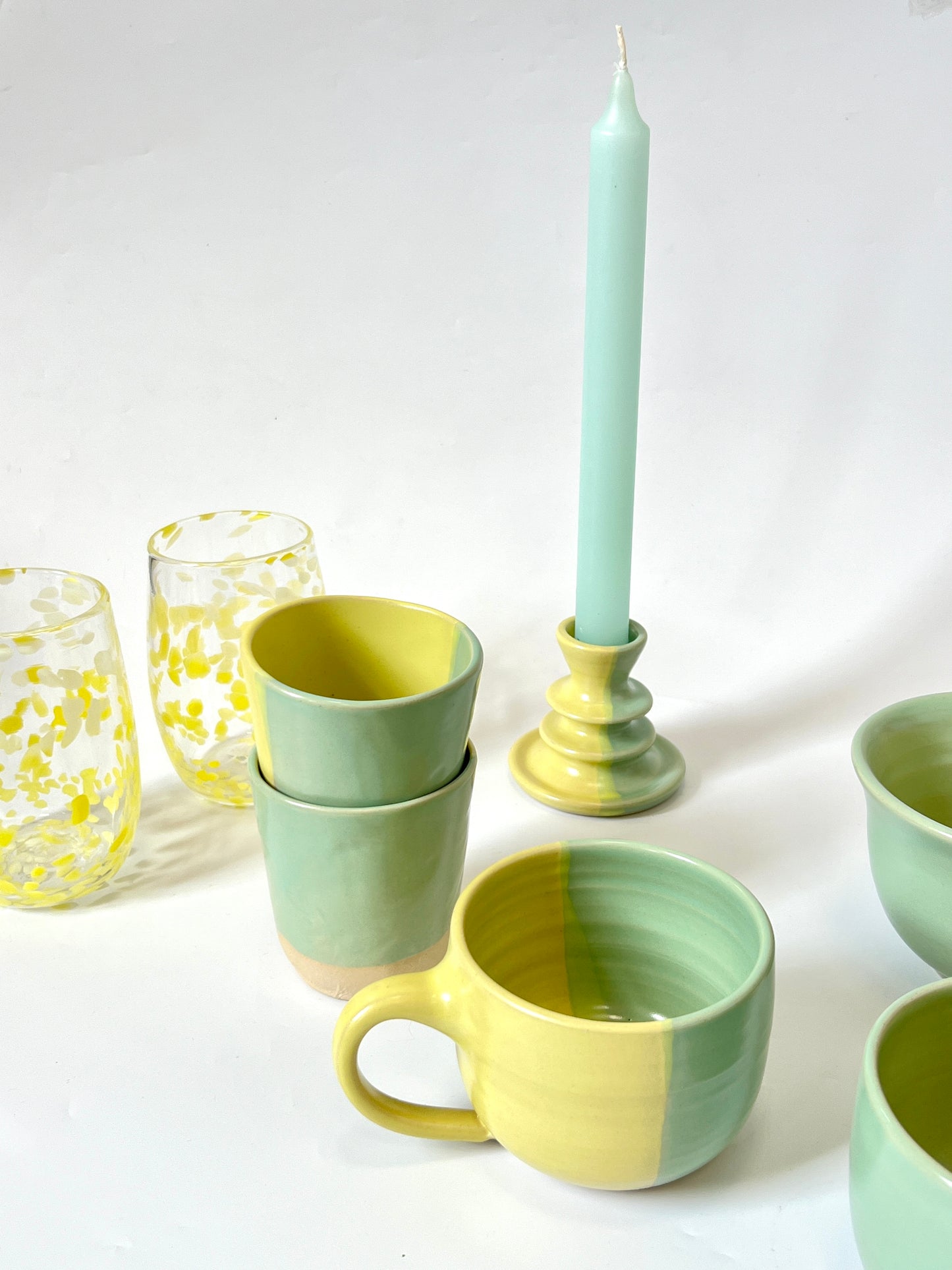 *Exclusive* Two-Toned Ceramic Tumbler - Lemon / Aqua