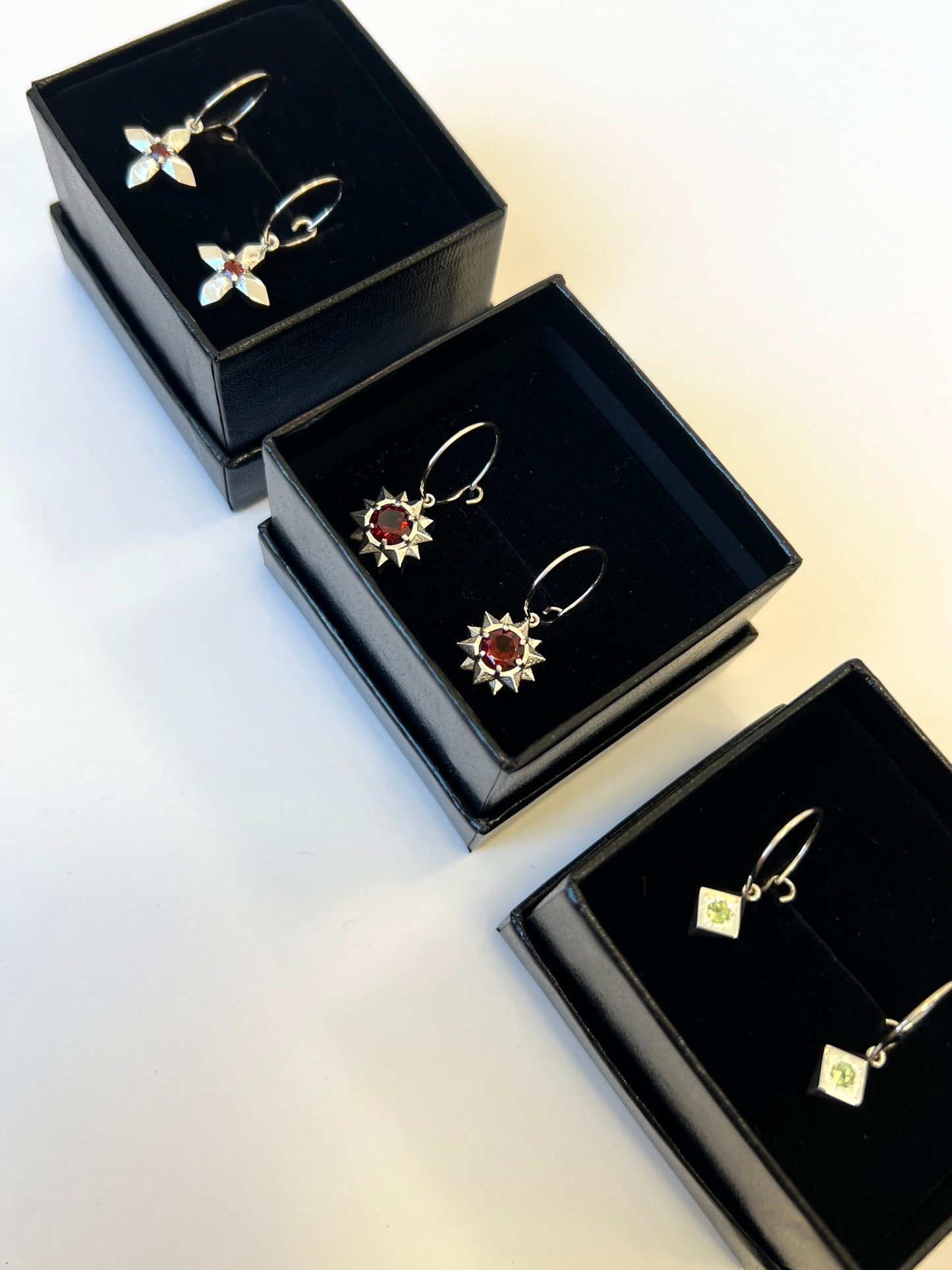Daisy Cluster Hoop Earrings with Peridot by Holly Howe HH050