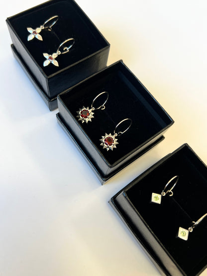 Daisy Cluster Hoop Earrings with Peridot by Holly Howe HH050