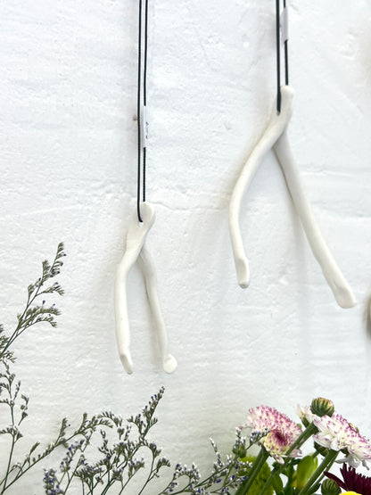 Wish Bone Ornament Raw Porcelain - small