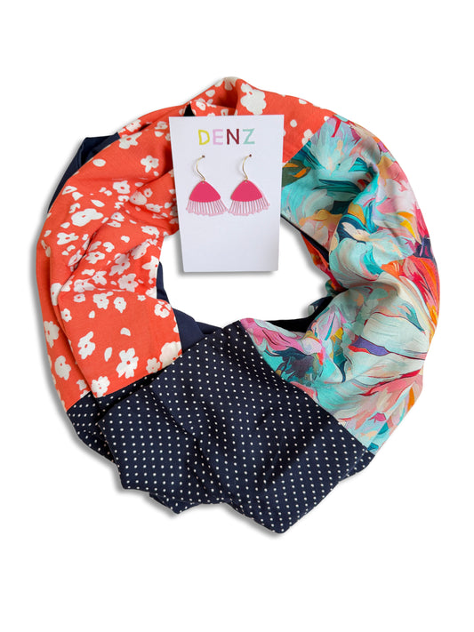 Infinity Scarf - Vibrant Florals / Navy
