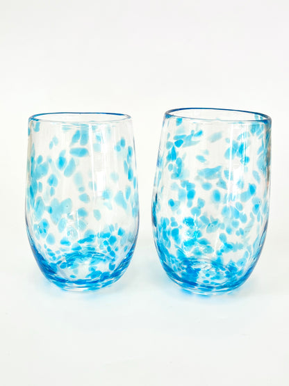 Handblown Glass Tumbler - Brilliant Copper Blue