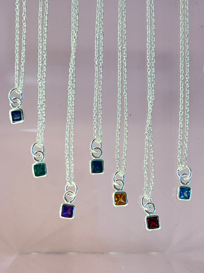 London Blue Topaz Gemstone & Silver Necklace - Dark blue