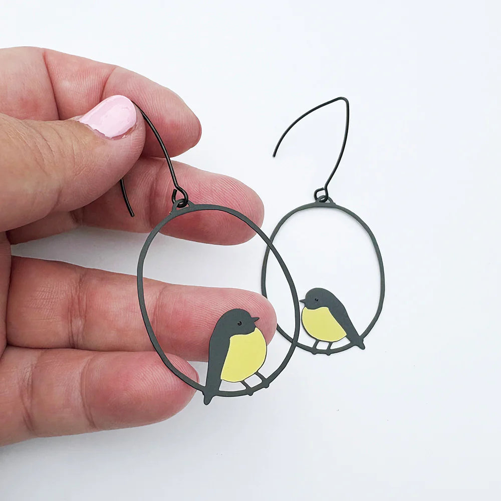 Midi Robin Earrings in Yellow & Black