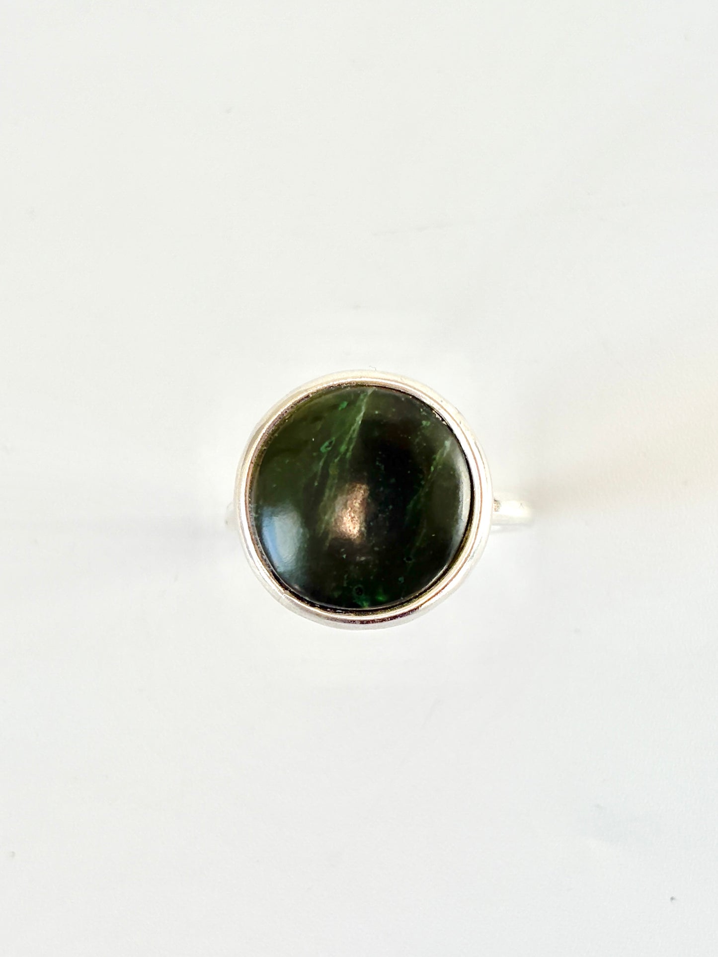 Medium Flat Round Ring (RI-RO2) Jade & Sterling Silver
