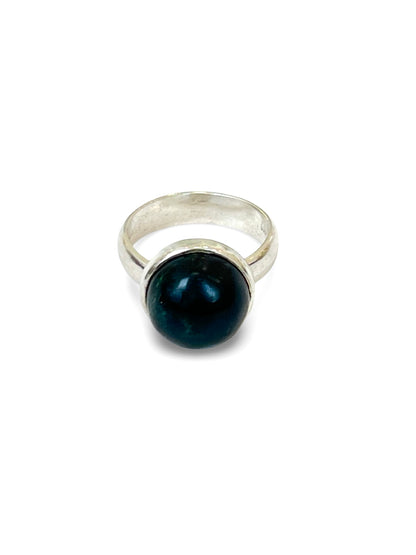 Dark Pounamu & Sterling Silver Medium Rounded Ring (RI-RO6m)