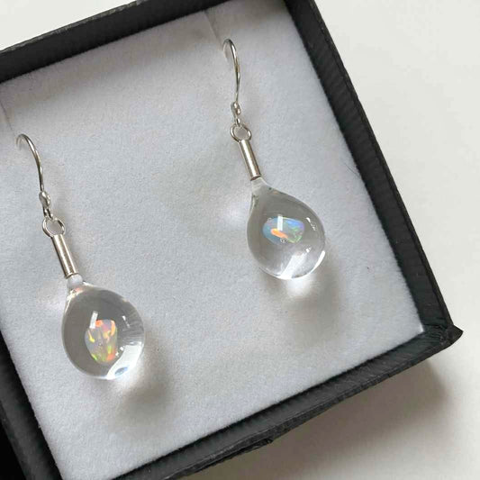 Glass Opal Drop Earrings