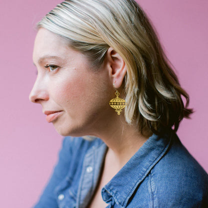 Mini Christmas Bauble Earrings in Gold