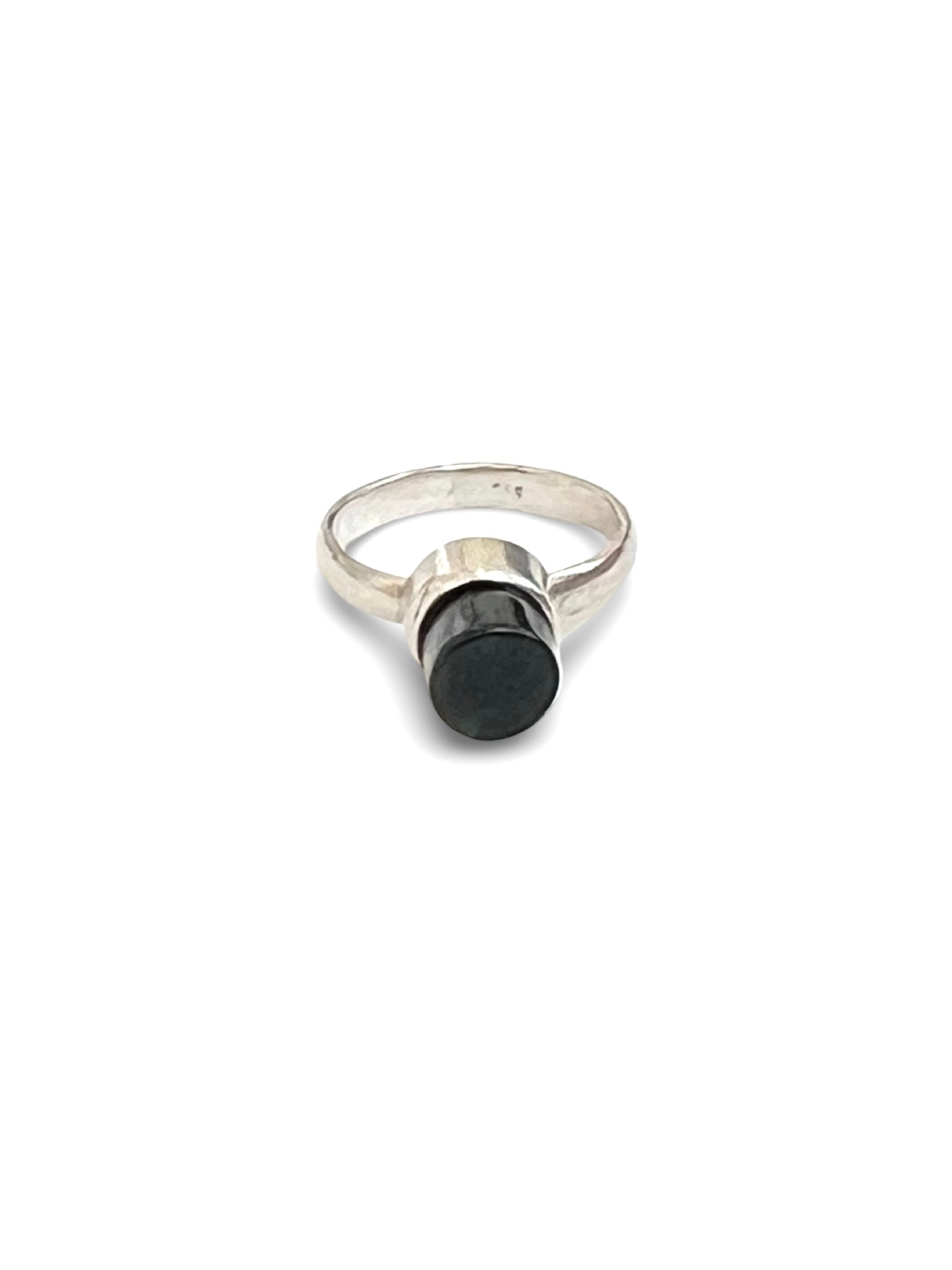 Dark Pounamu & Sterling Silver Small Cylinder Ring #2 (RI-CY1)