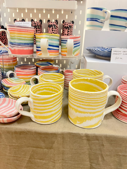 Ceramic Nerikomi Mug - Medium - Yellow Stripe