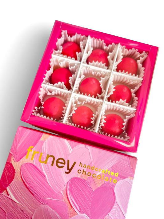 Raspberry & Mint White Chocolate Bonbons - Handcrafted  Box of 9