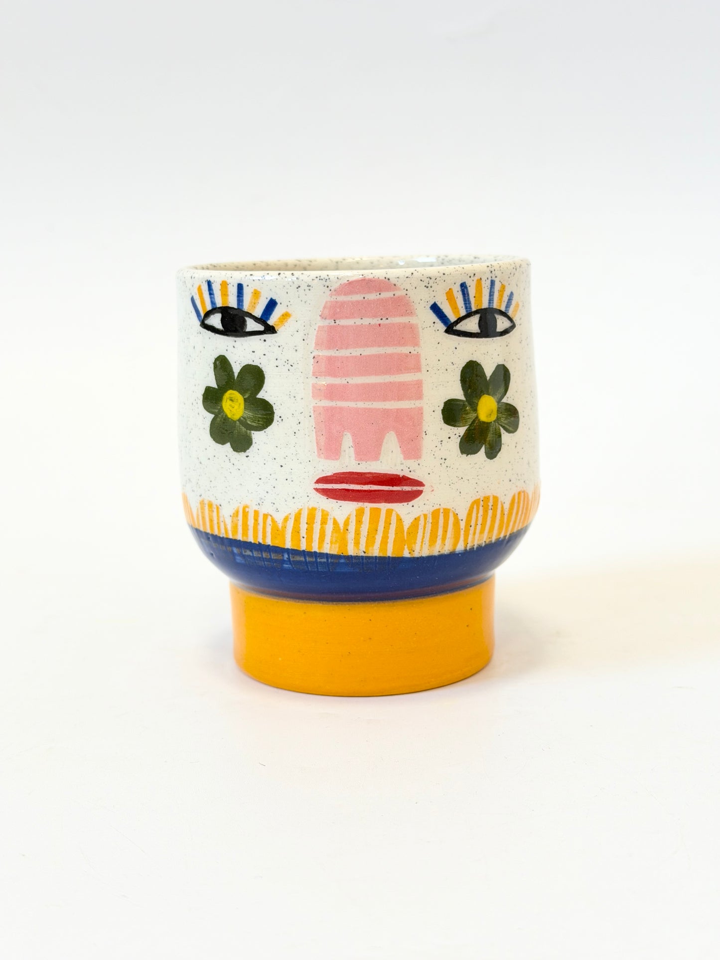 Ceramic Goblet by Studio Soph - Daisy Face / Orange Base