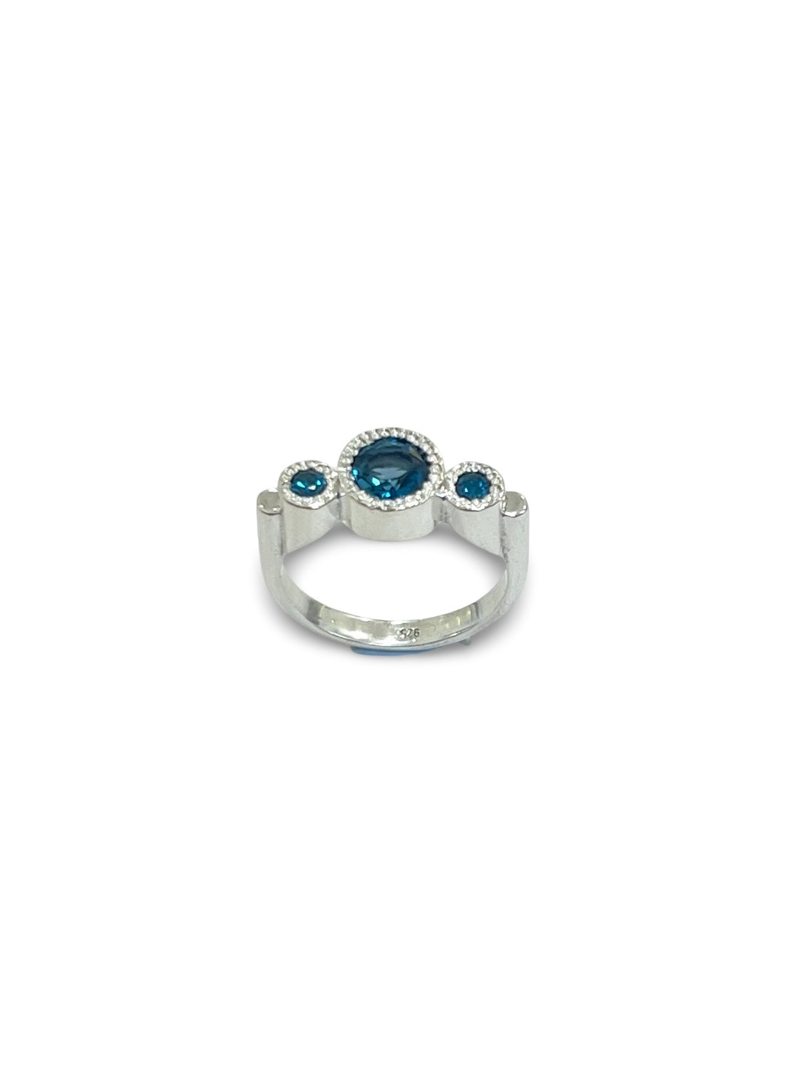 Flock Ring, Sterling Silver & London Blue Topaz: Size R