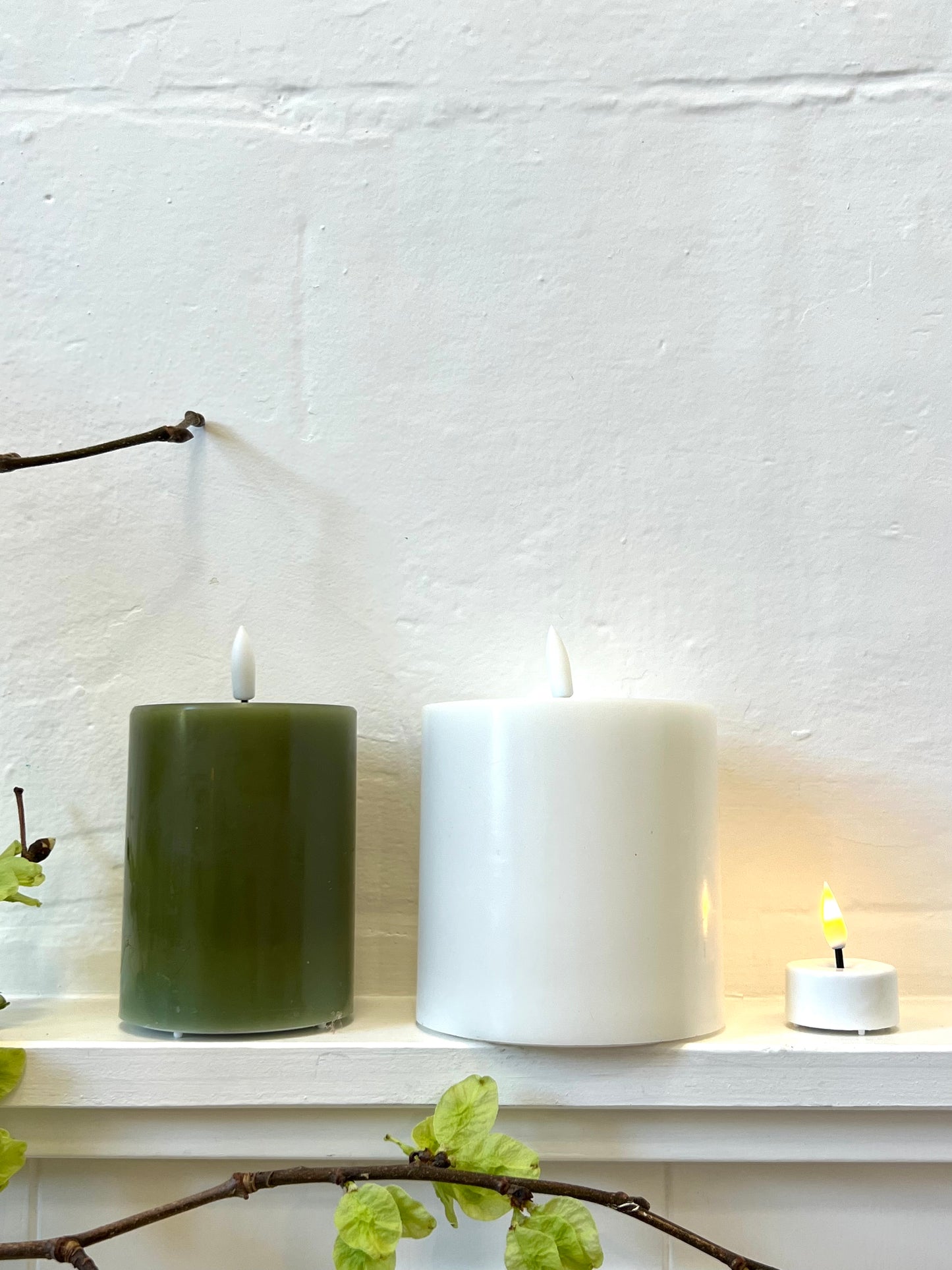 LED Pillar Candle, 10cm x 7.5cm -  Mathilda Green