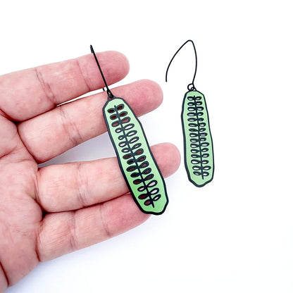 Cucumber Slice Earrings in Black/Green