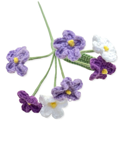 Crocheted Forget Me Not - Purples