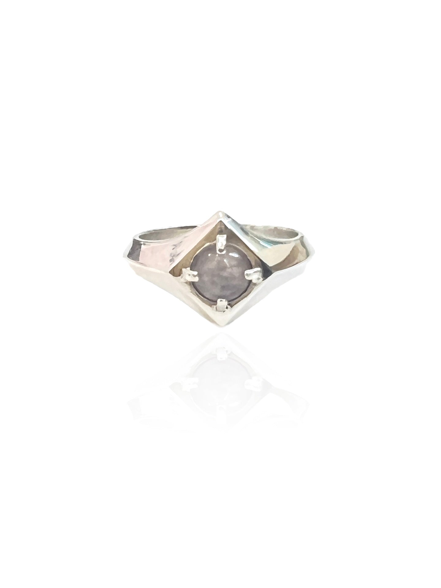 Arc Ring, Sterling Silver & Rose Quartz: Size P