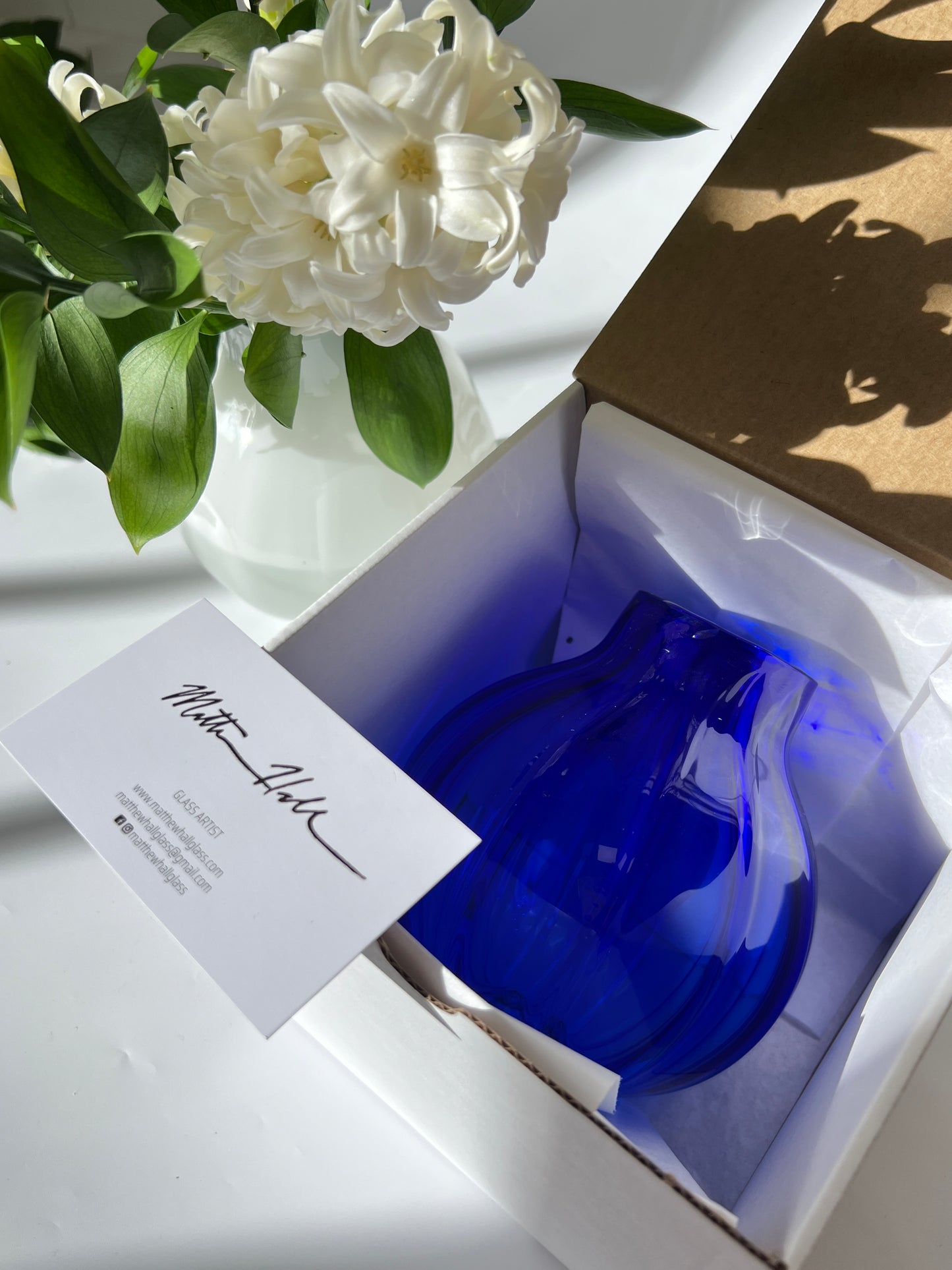 Handblown Glass "Dodici" Vase - Lapis  Opal Blue