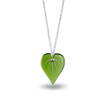 Kawakawa Leaf Pendant Necklace - Green Glass