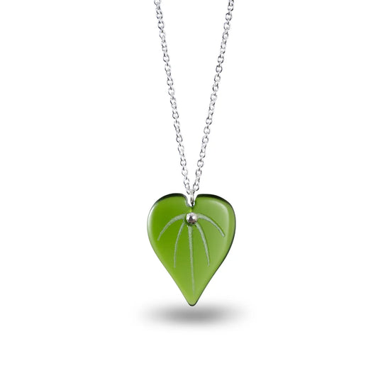 Kawakawa Leaf Pendant Necklace - Green Glass