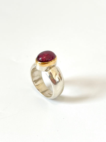 Cabochon Tourmaline in Yellow & Sterling Silver (CI-008)