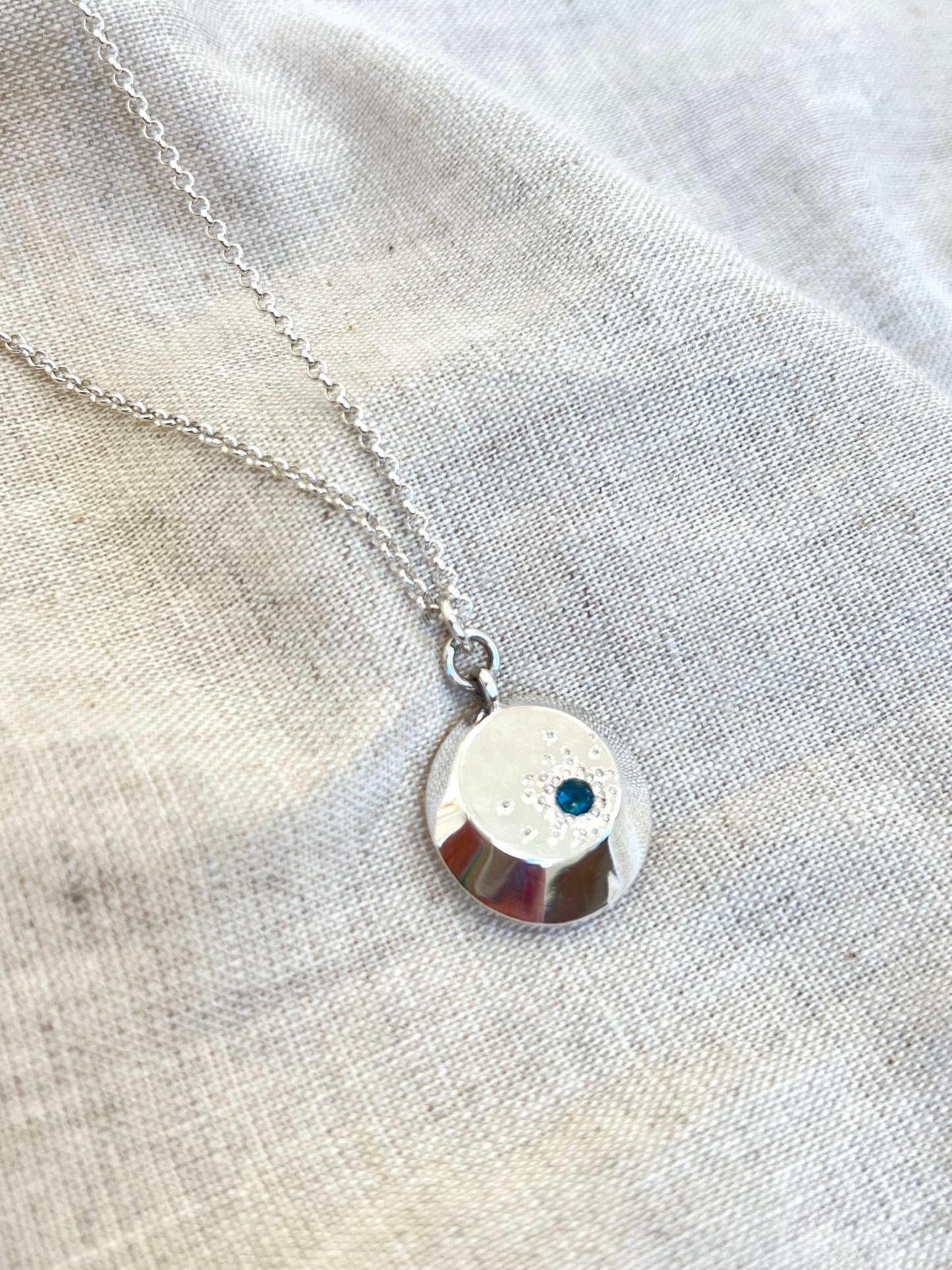 Starburst Profile Pendant Necklace with London Blue Topaz HH052