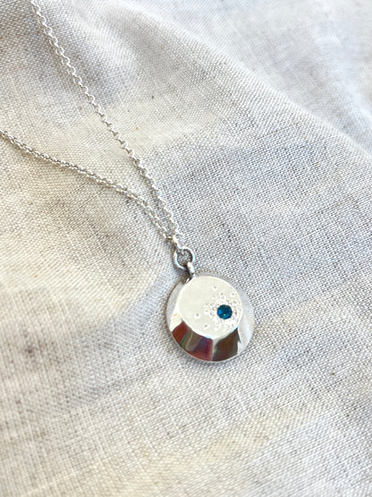 Starburst Profile Pendant Necklace with London Blue Topaz HH052