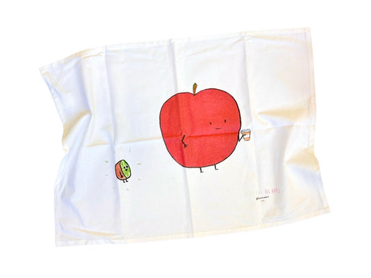 Little Kiwi, Big Apple - Limited Edition Illustrated Cotton Tea towel by Jemimadidit