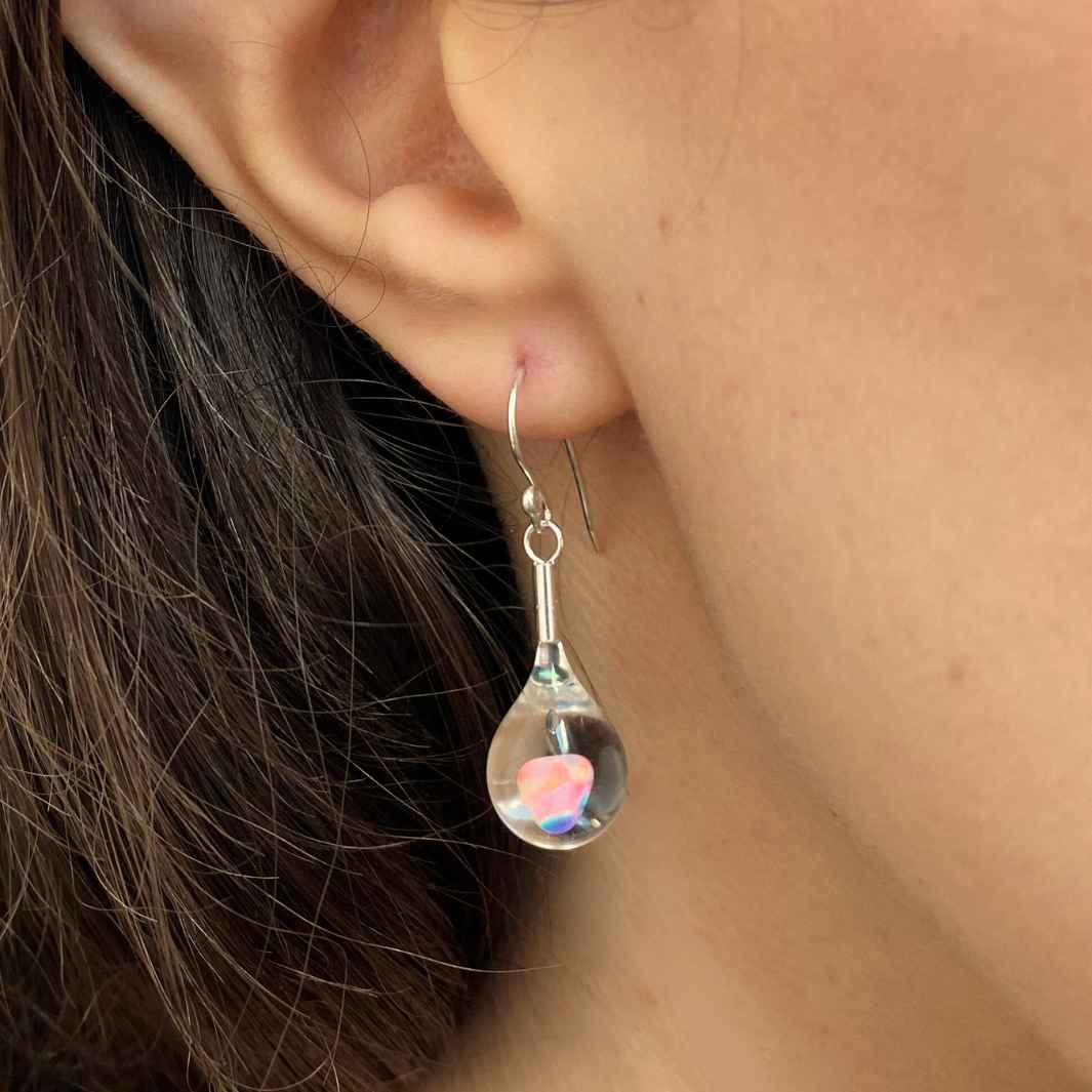 Glass Opal Drop Earrings