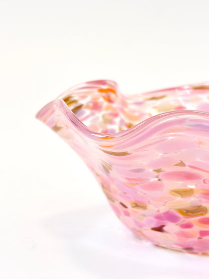 Wavy Handblown Glass Lolly Bowl - Coral