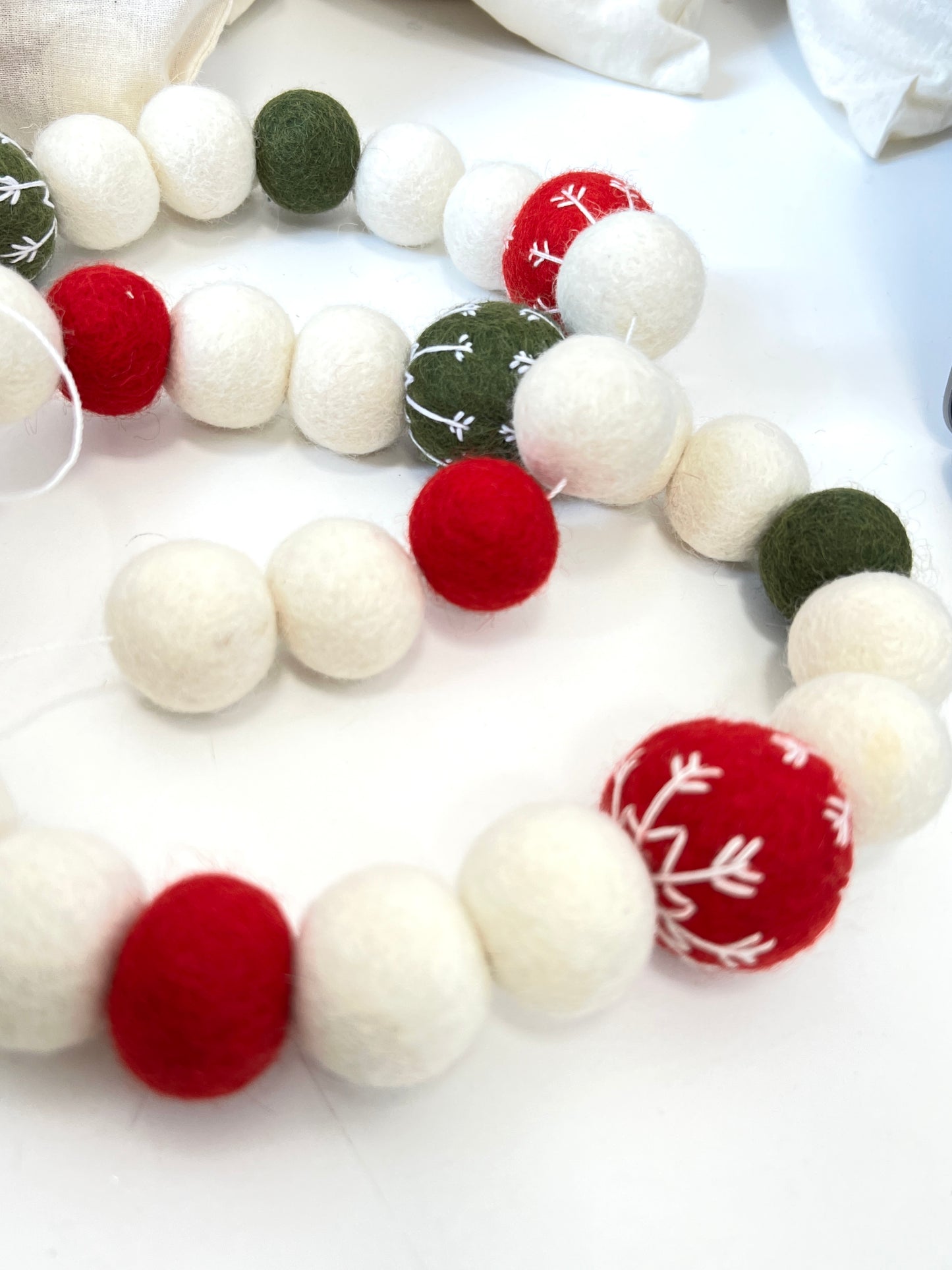 Christmas Felted Garland - Embroidered