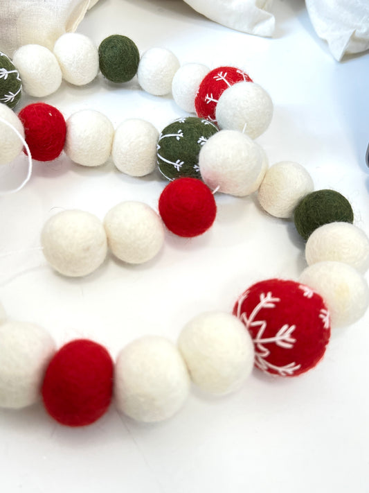 Christmas Felted Garland - Embroidered