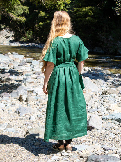 "Kelsey" Dress - Bottle Green Linen