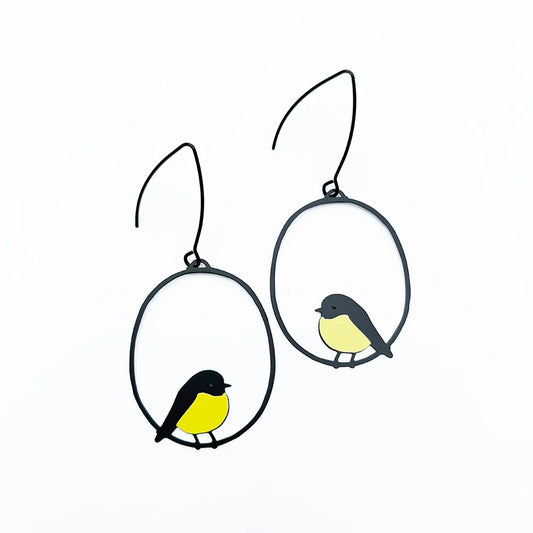 Midi Robin Earrings in Yellow & Black