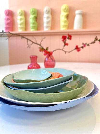 Hydrangea Blue Porcelain Bowl - One of a Kind Ceramic - 27cm