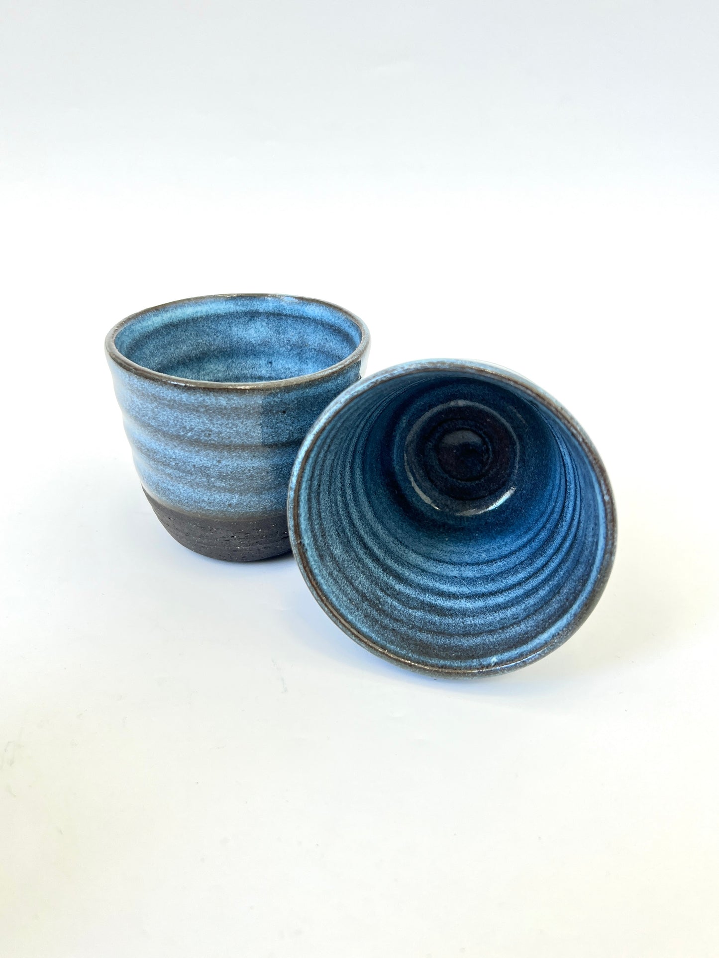 Coffee Tumbler - Blue on Black Clay