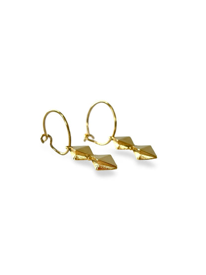 Gold Plated Bow Hoops Earrings by Holly Howe