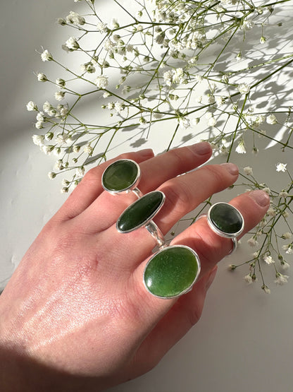 Medium Flat Round Ring (RI-RO2) Jade & Sterling Silver
