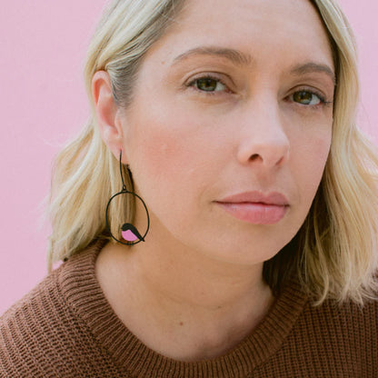 Midi Robin Earrings in Pink & Black