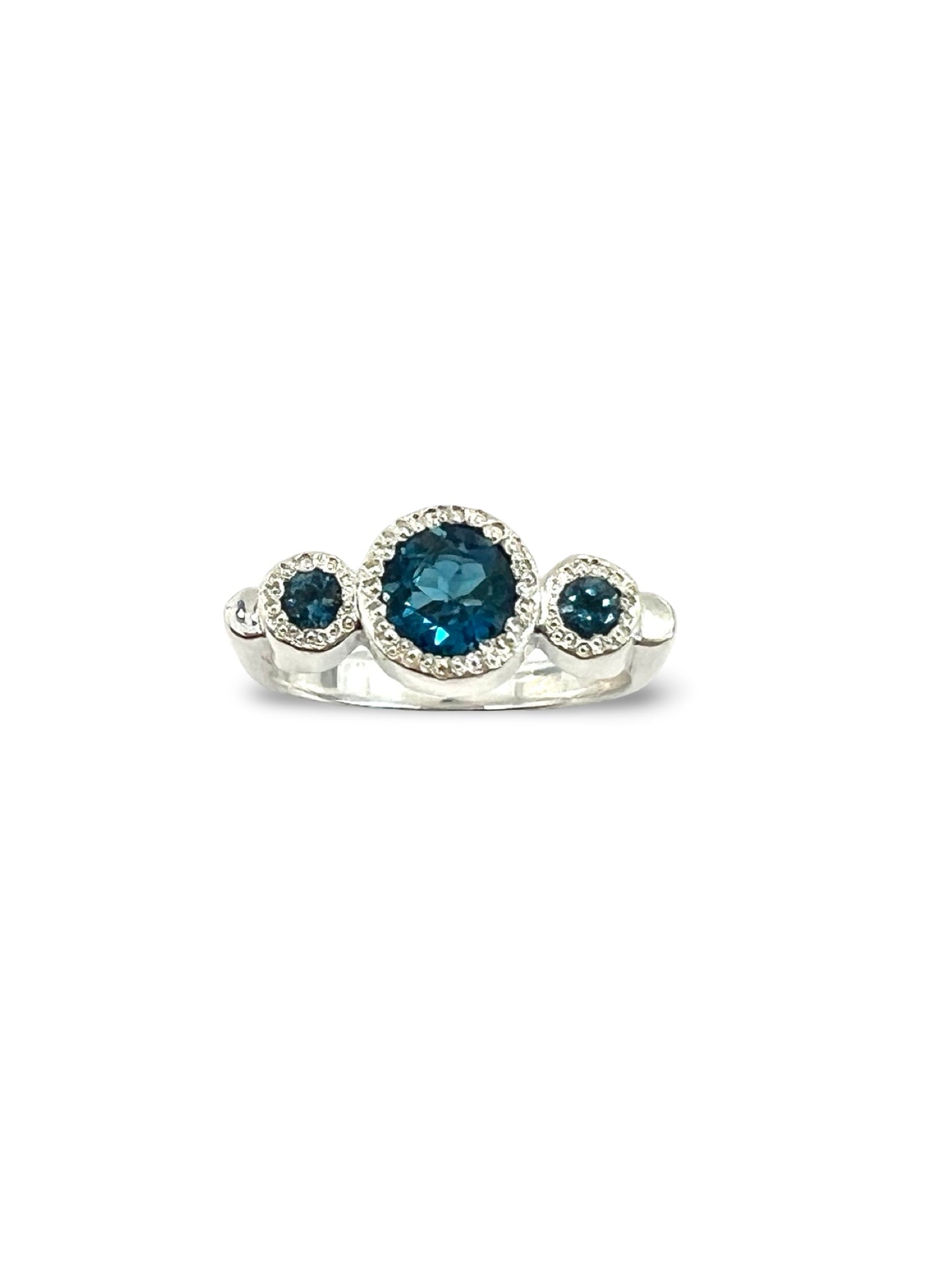 Flock Ring, Sterling Silver & London Blue Topaz: Size R