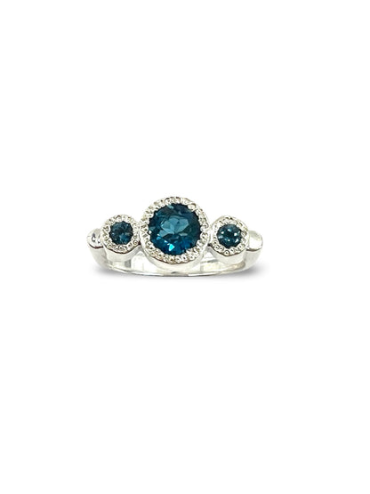 Flock Ring, Sterling Silver & London Blue Topaz: Size R
