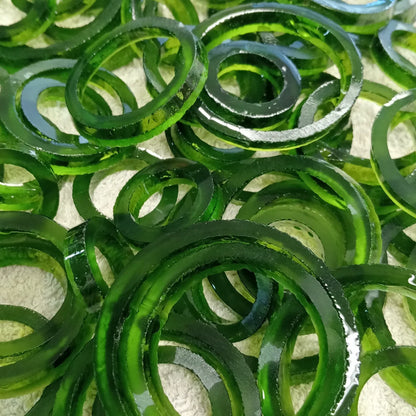 Organic Glass Hoop Earrings - Green - Small