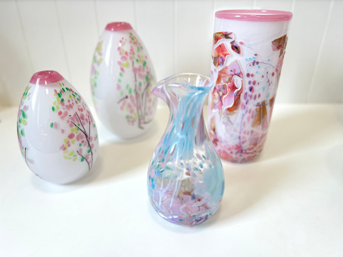 Statement Cherry Blossom Handblown Glass Teardrop Vase - Large (22675)