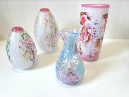 Statement Cherry Blossom Handblown Glass Teardrop Vase - Large (22675)